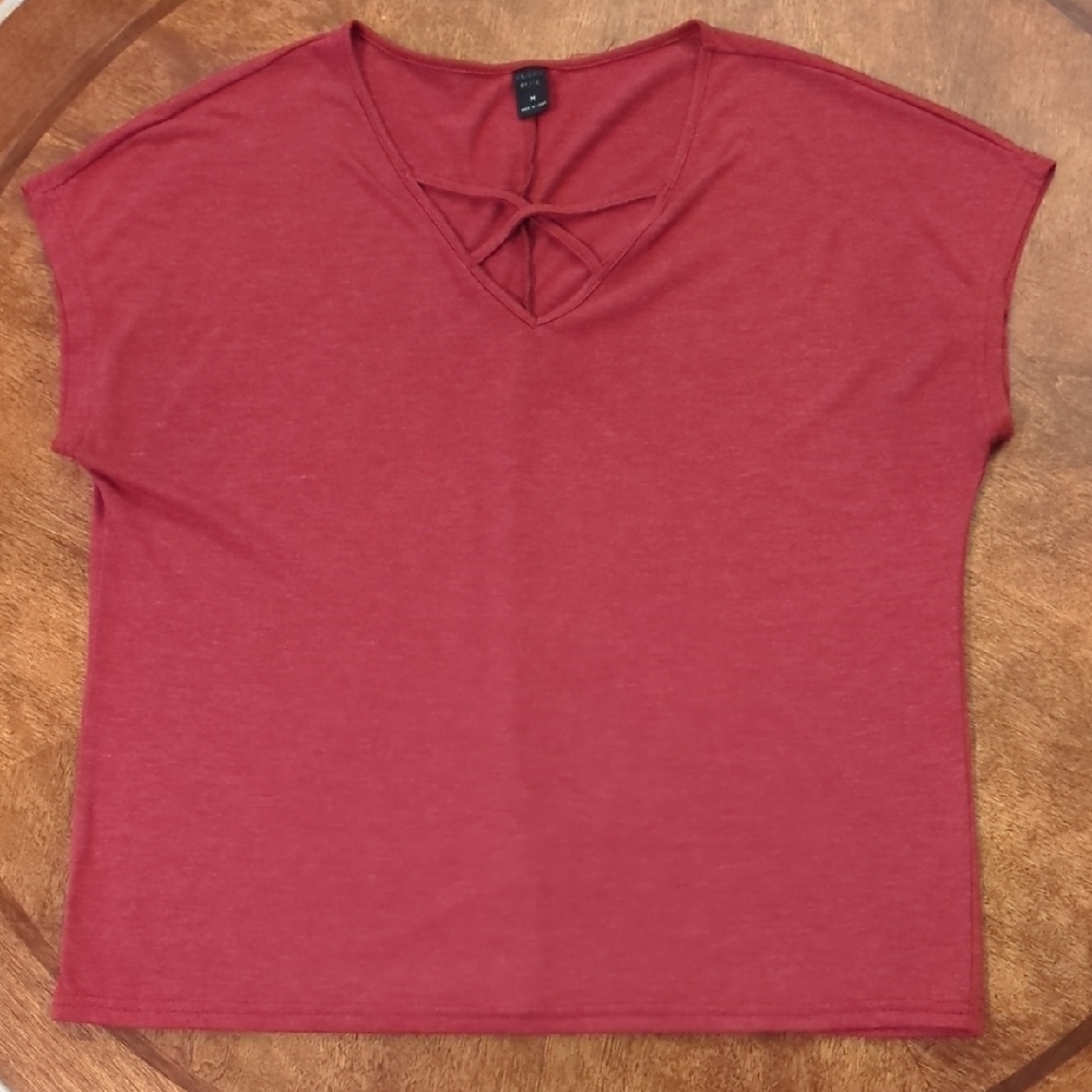 Women's Red V-Neck Top